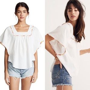 Madewell Butterfly-Sleeve Pom-Pom Top